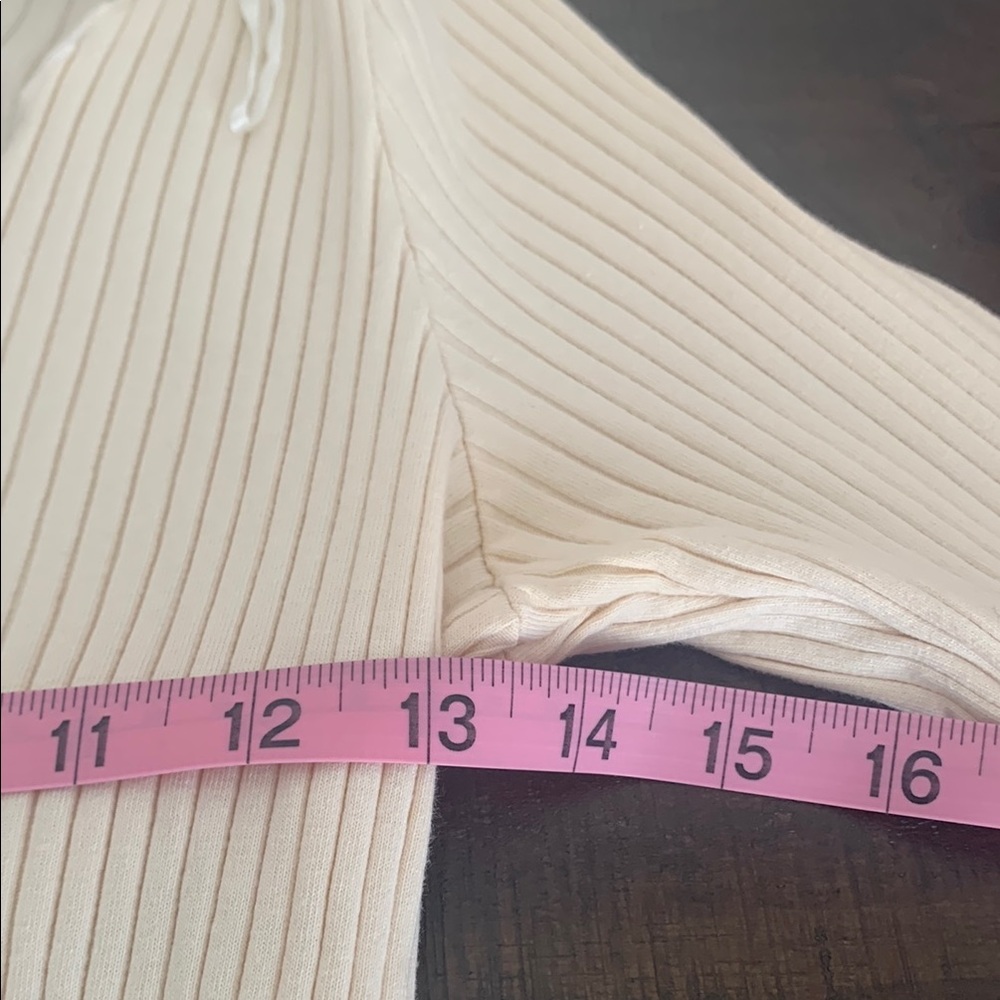 Topshop Cream Ribbed Fitted Blouse - Picture 5 of 7